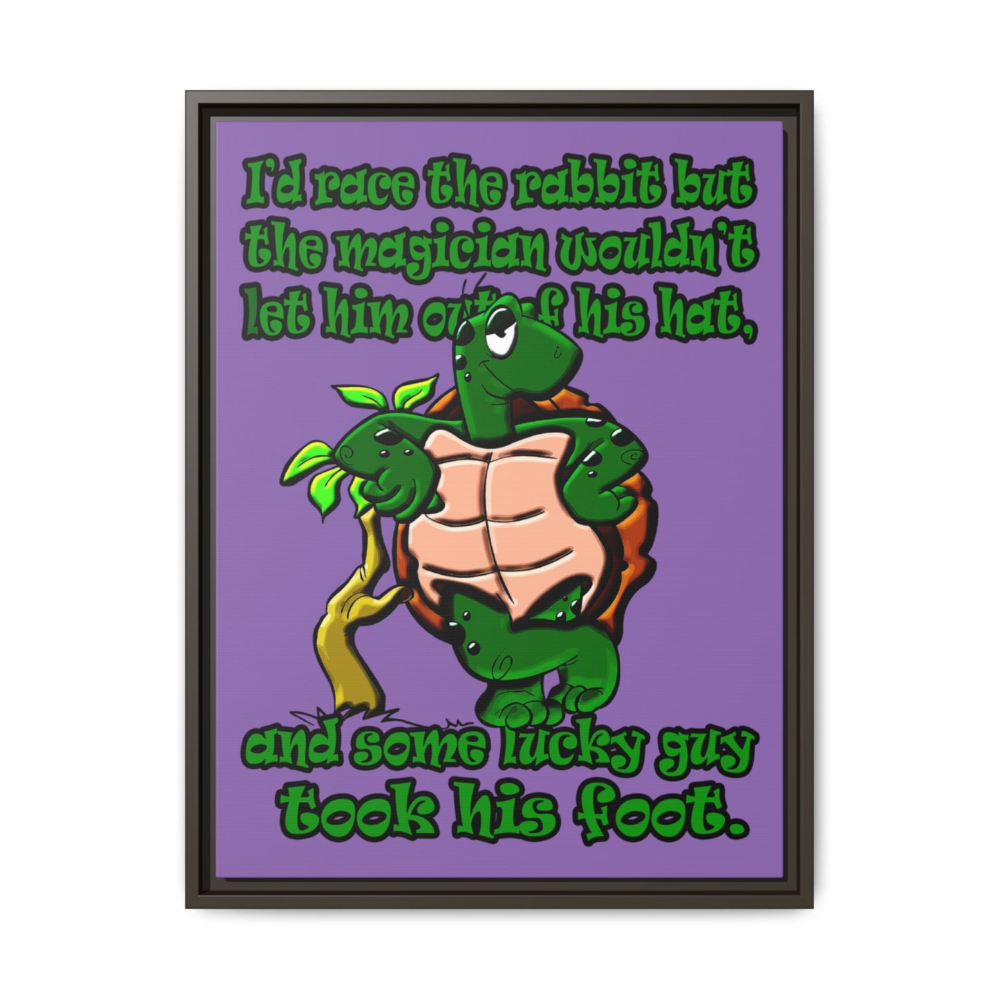 turtle race - framed canvas art (light purple)