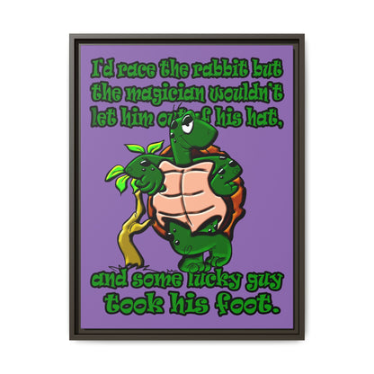 turtle race - framed canvas art (light purple)
