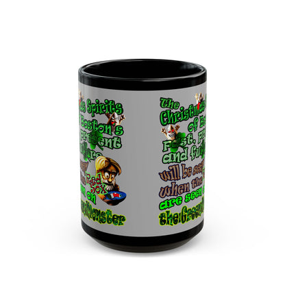 christmas spirits of boston - Black Mug (light grey)
