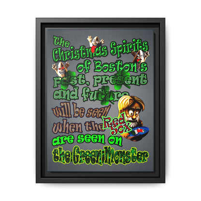 christmas spirits of boston - framed canvas art (grey-light grey)