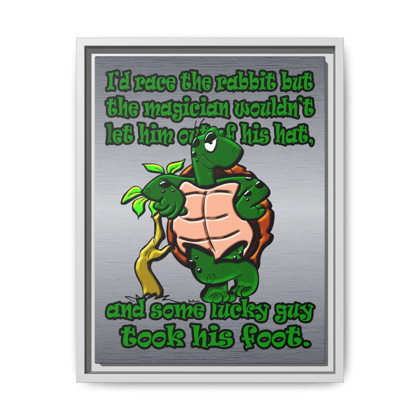 turtle race - framed canvas art (brushed nickel)