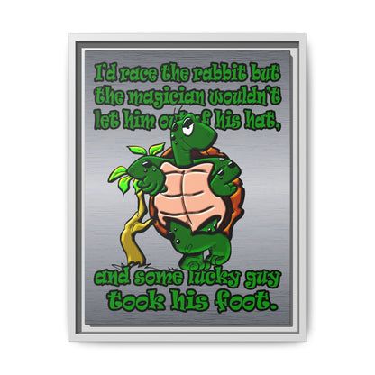 turtle race - framed canvas art (brushed nickel)