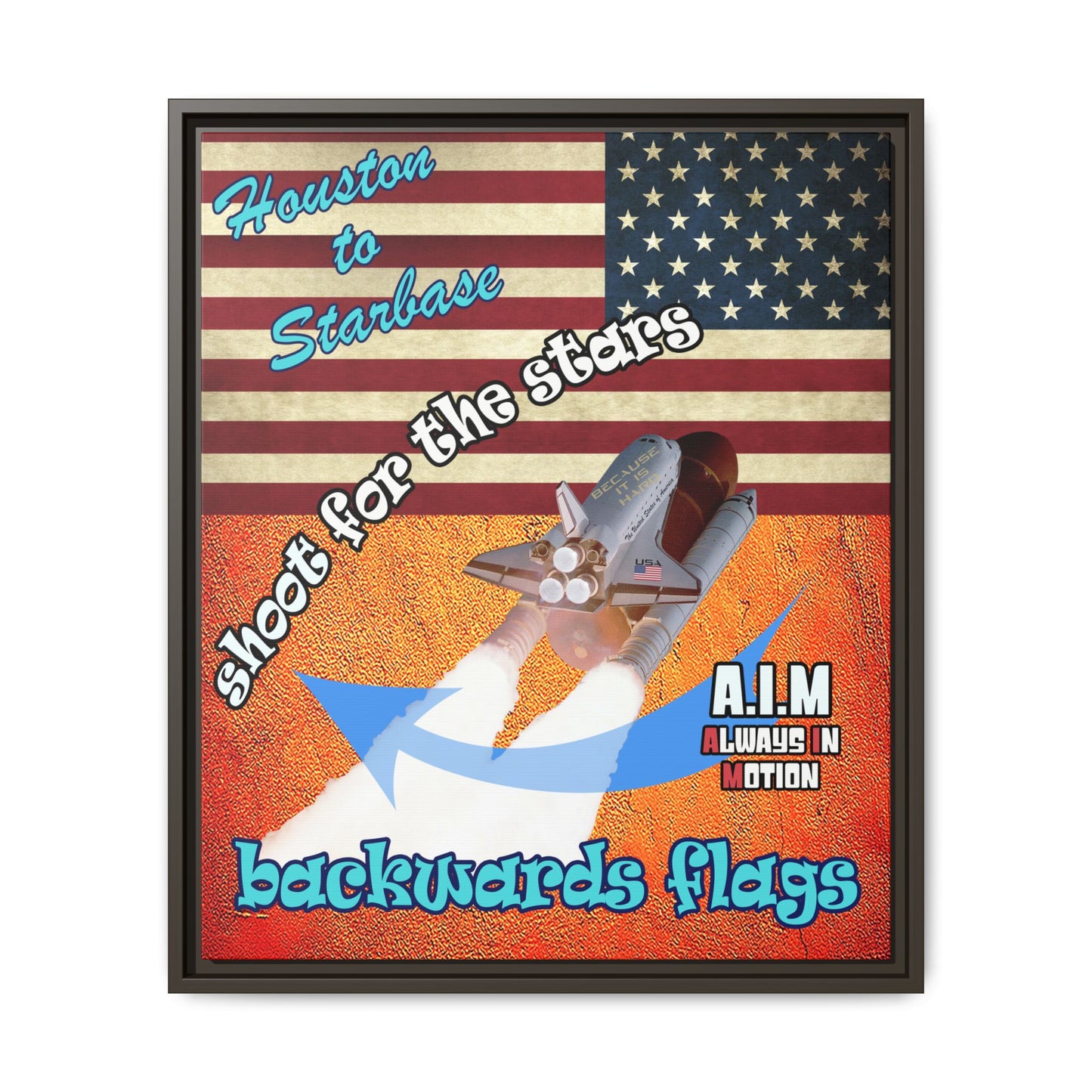shoot for the stars - framed canvas art (burnt orange)