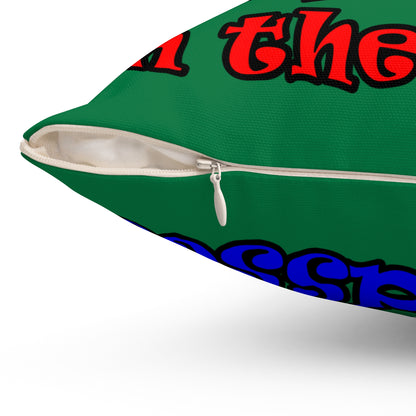 donkeys and elephants - Spun Polyester Square Pillow - (dark green)