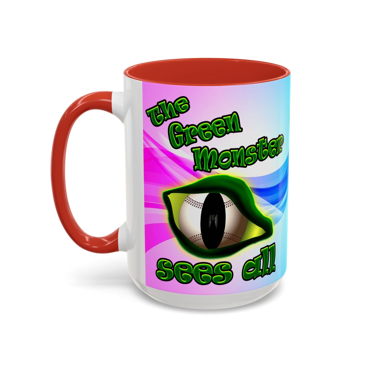 green monster - Accent Mug (light blue-pink wave)