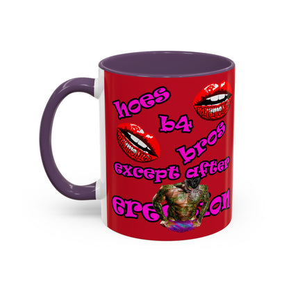 hoes b4 bros - Accent Mug (dark red)