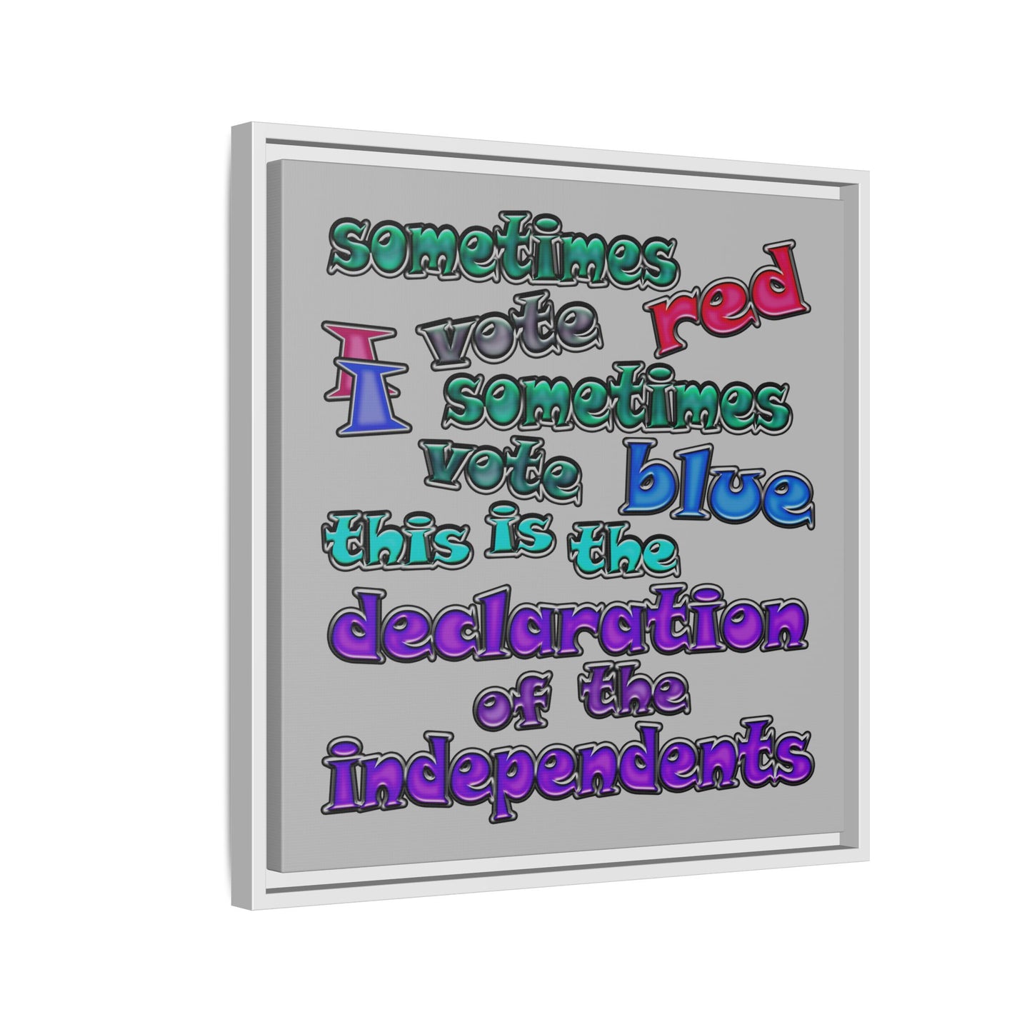 declaration of the independents - framed canvas art (light grey)