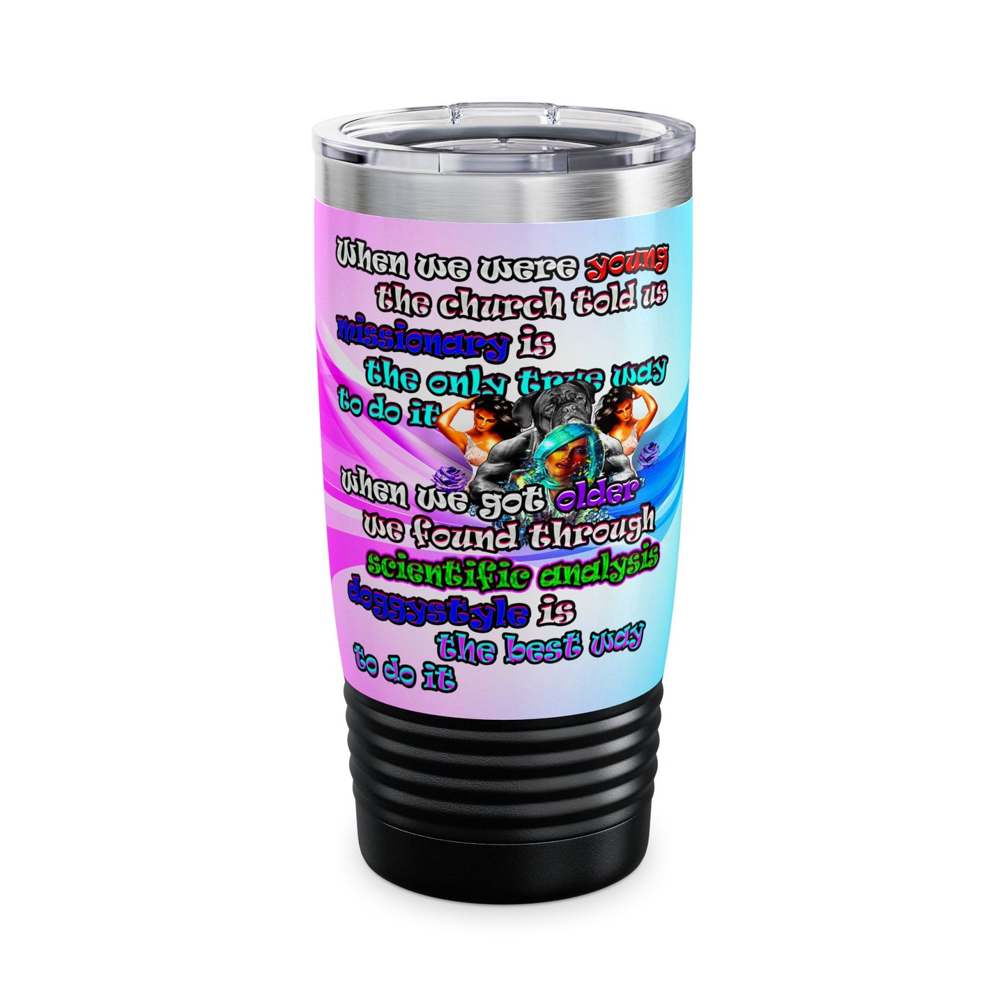 doggystyle - Ringneck Tumbler, 20oz (light blue-pink wave)