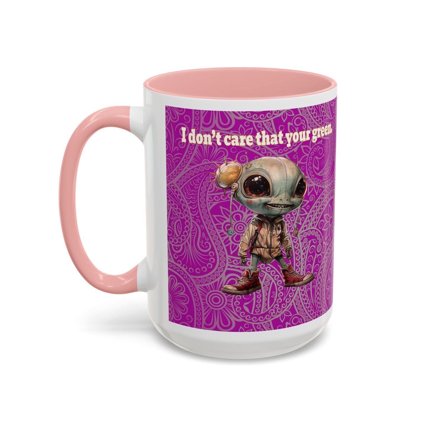 I don't care that your grey - Accent Mug (pink swirl)