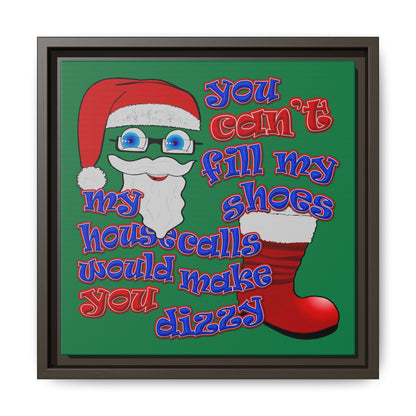santa's shoes - framed canvas art (dark green)