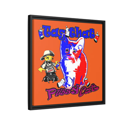 tag that - framed canvas art (orange)