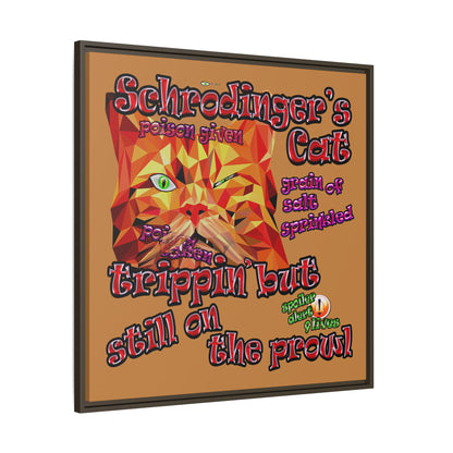 schrodinger's cat - framed canvas art (light brown)