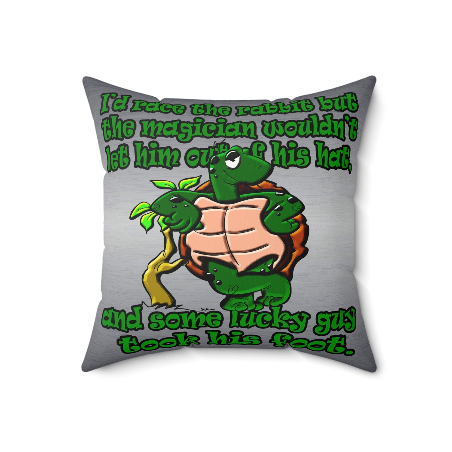 turtle race - Faux Suede Square Pillow - (brushed nickel)