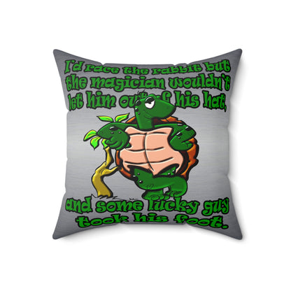 turtle race - Faux Suede Square Pillow - (brushed nickel)