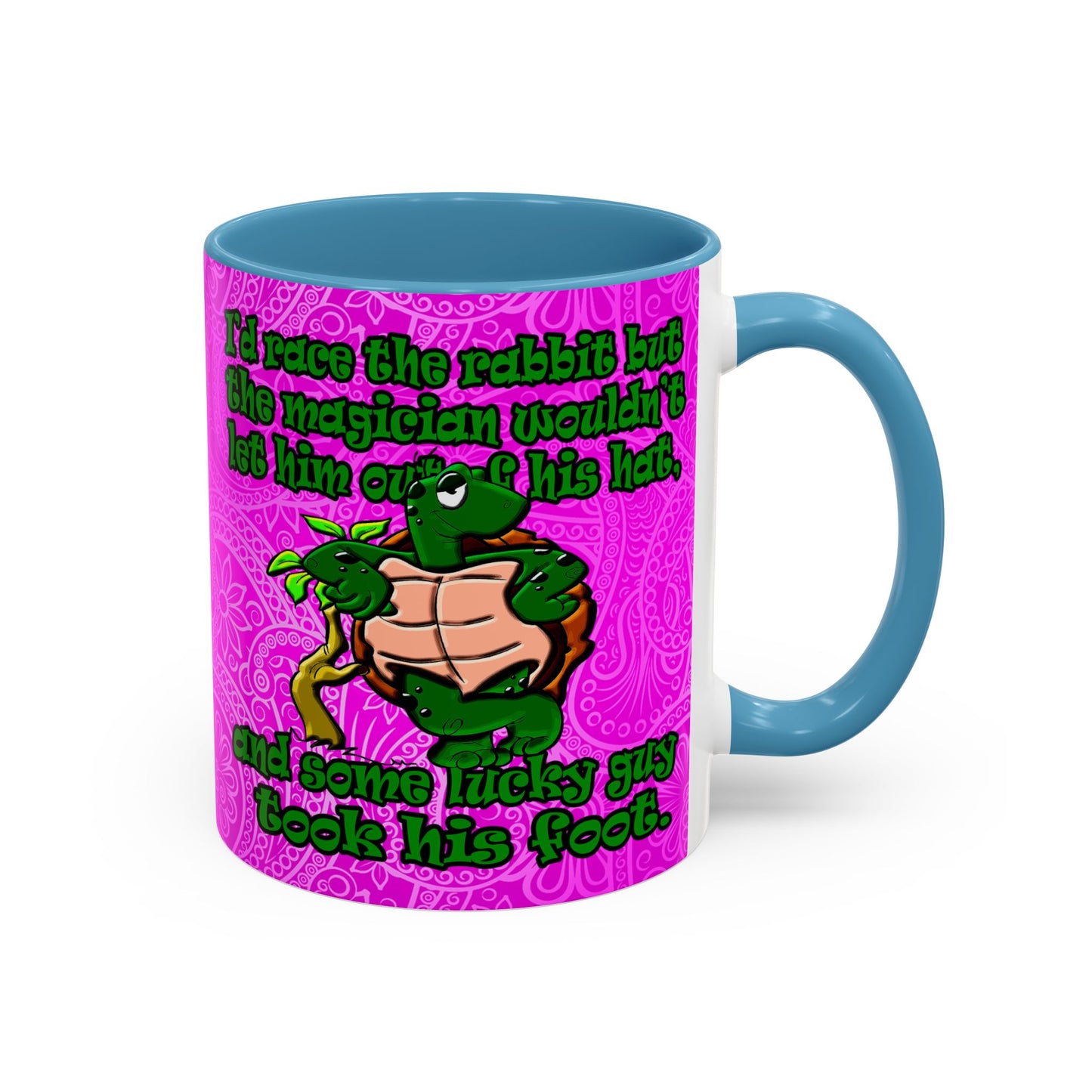 turtle race - Accent Mug (pink swirl)
