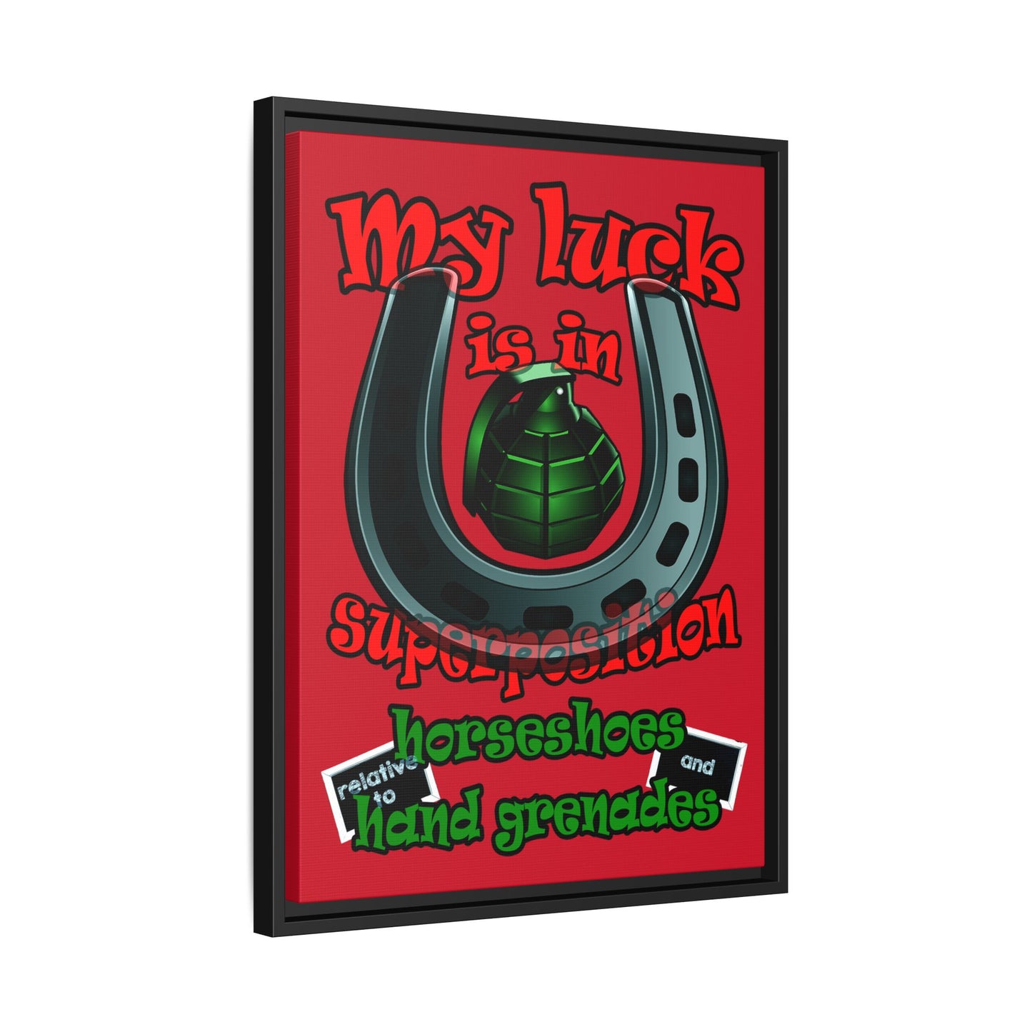 my luck - framed canvas art (dark red)