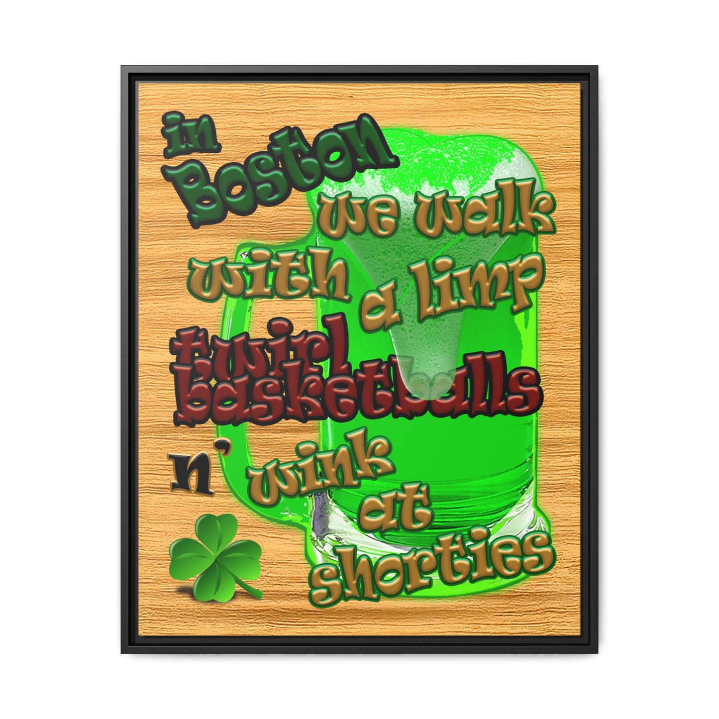 celtics logo - framed canvas art (butterscotch wood finish)