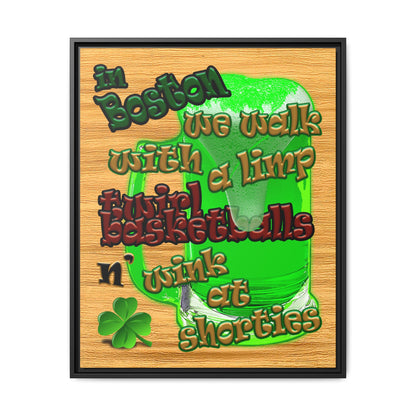 celtics logo - framed canvas art (butterscotch wood finish)