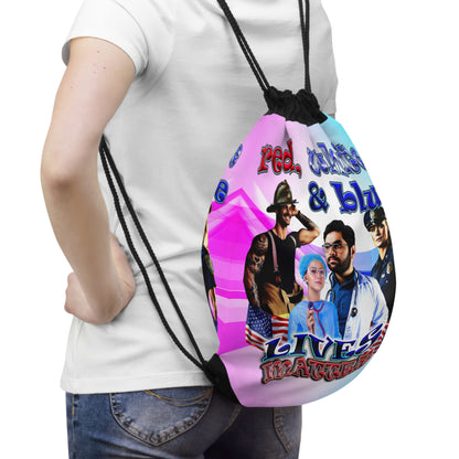rw&b lives matter - Drawstring Bag (light blue-pink wave)