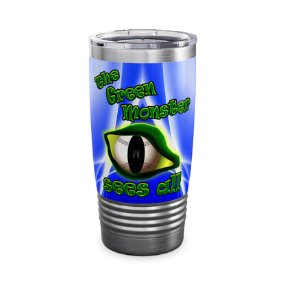 green monster - Ringneck Tumbler, 20oz (blue-white wave)