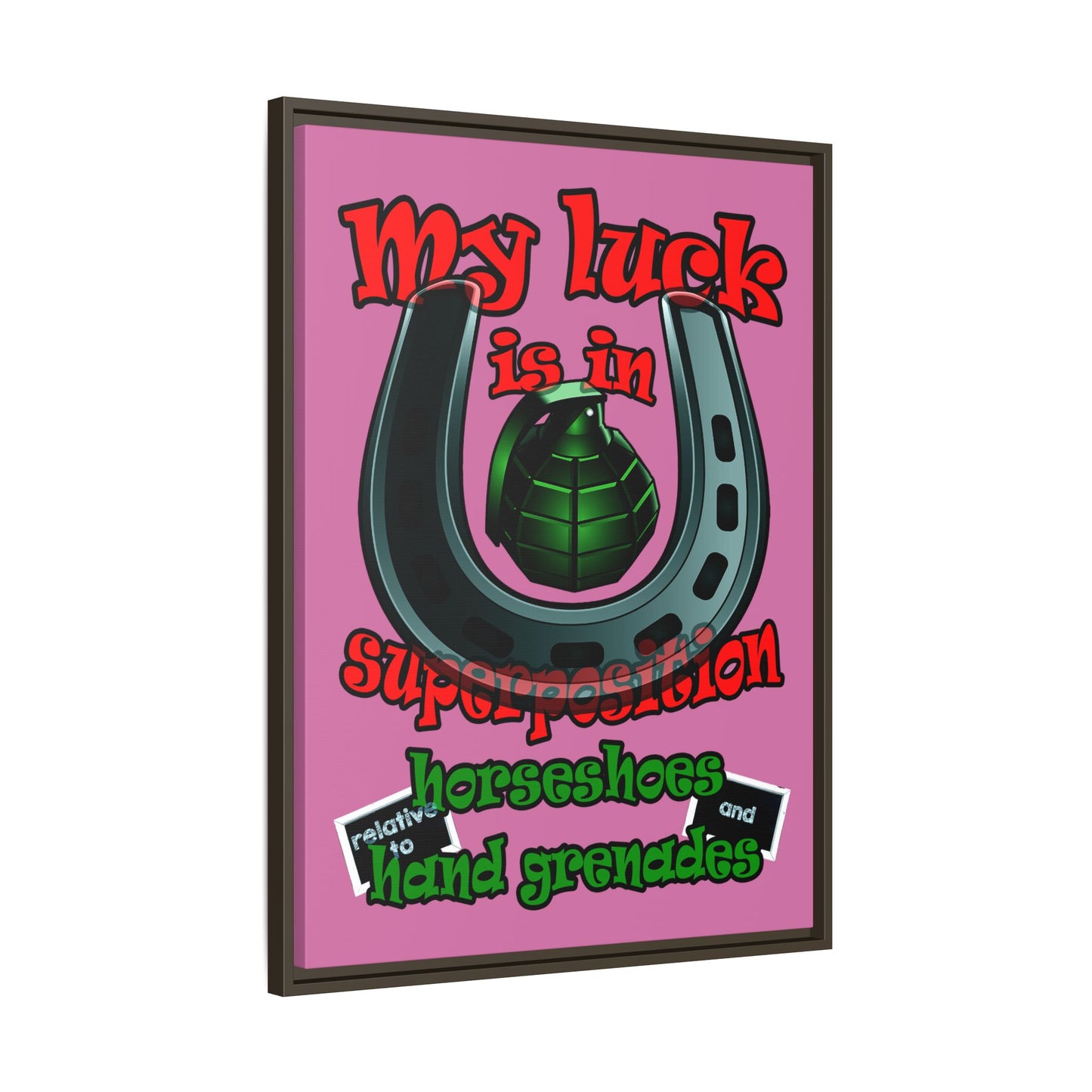 my luck - framed canvas art (light pink)