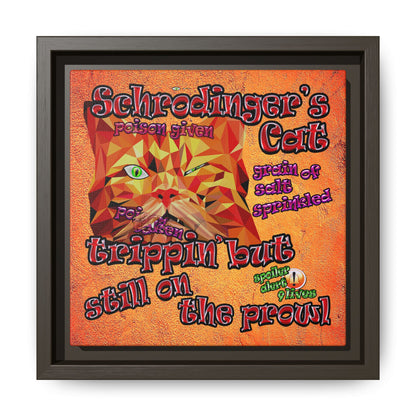 schrodinger's cat - framed canvas art (burnt orange)