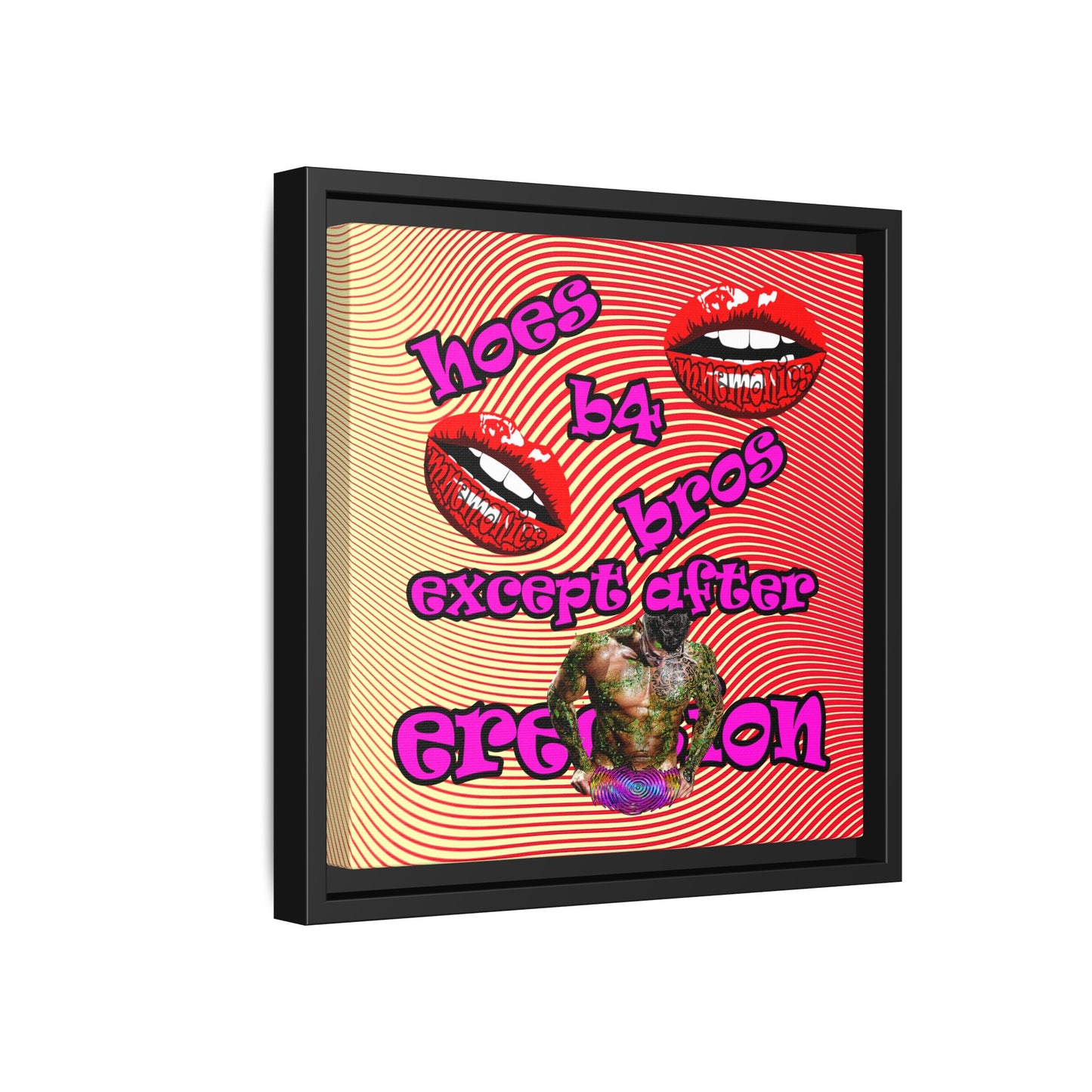 hoes b4 bros - framed canvas art (yellow-orange wave)