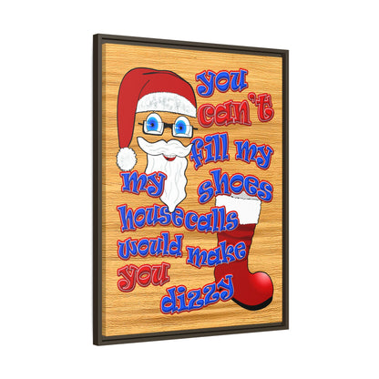 santa's shoes - framed canvas art (butterscotch wood finish)