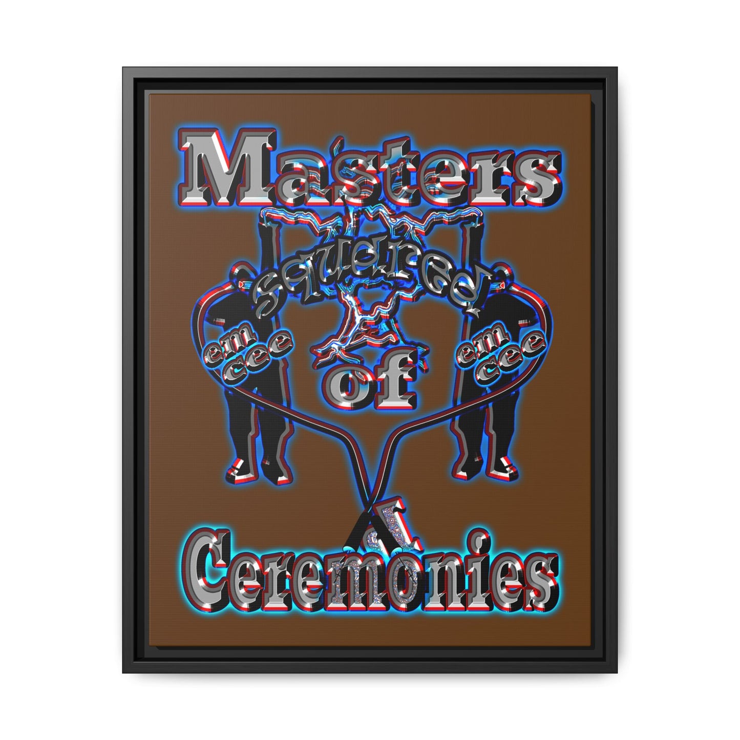 em cee squared - framed canvas art (brown)