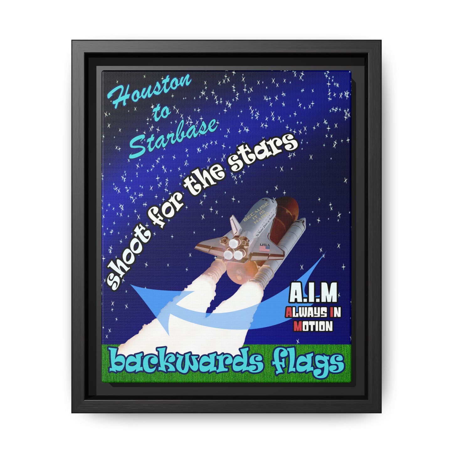 shoot for the stars - framed canvas art ('snoops' background)