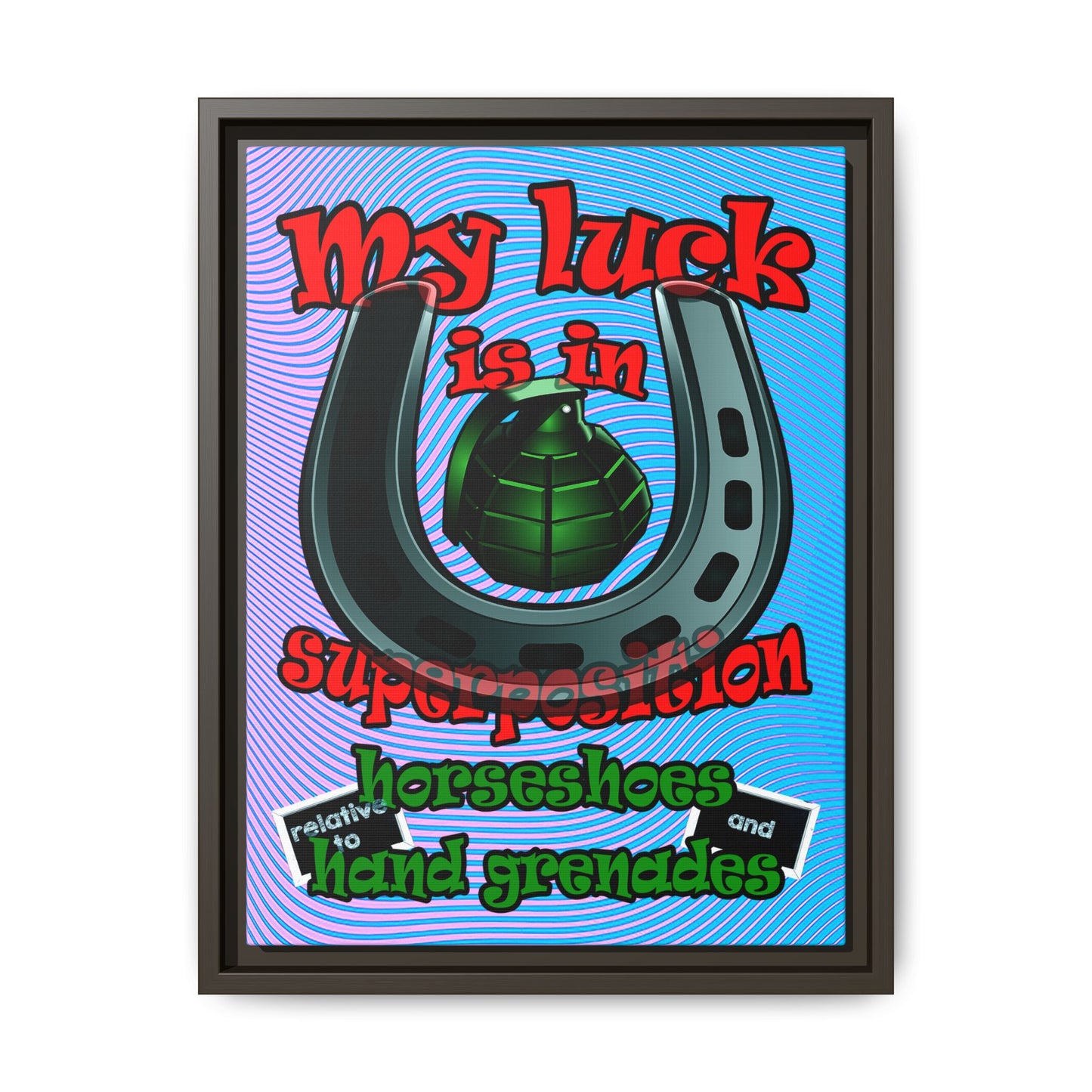 my luck - framed canvas art (light blue-purple wave)