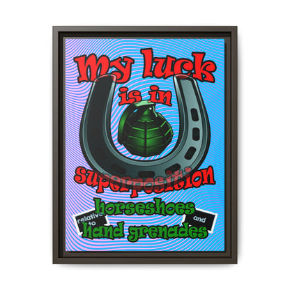 my luck - framed canvas art (light blue-purple wave)