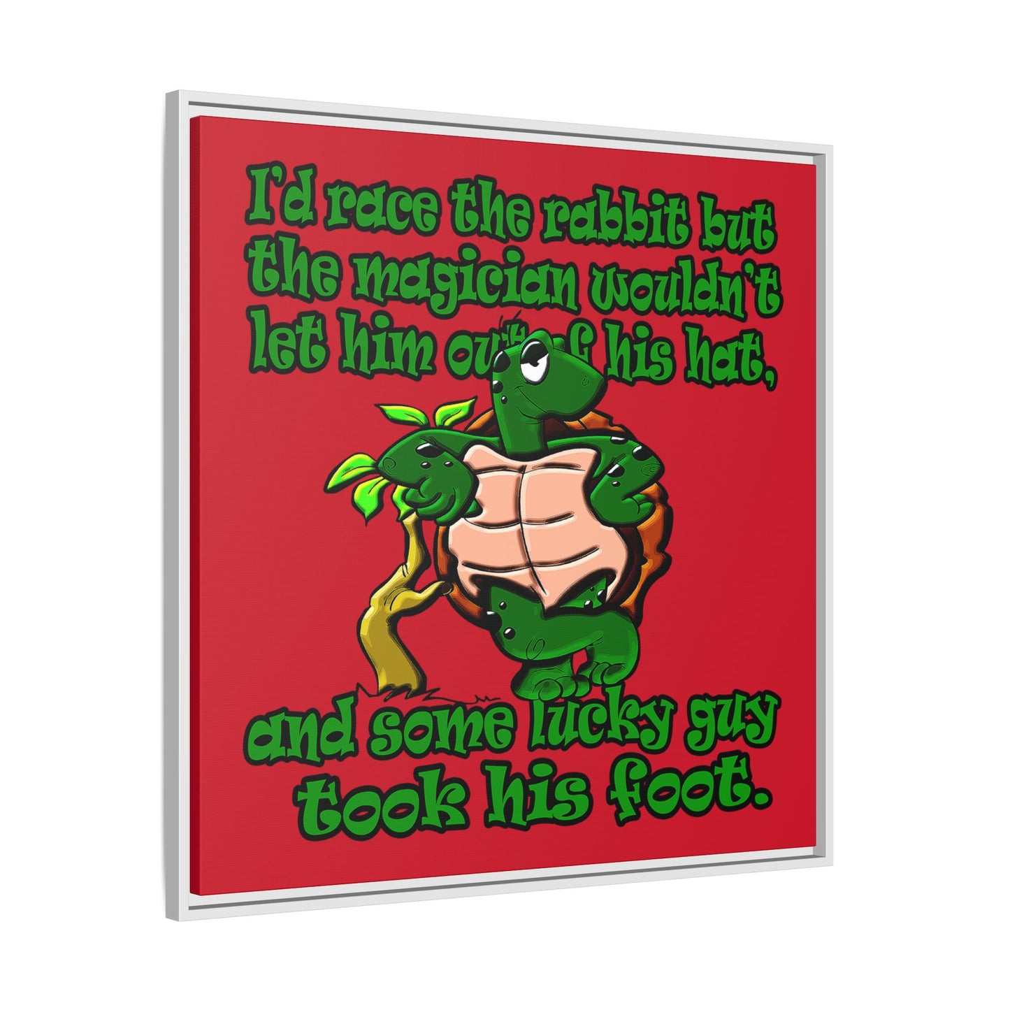 turtle race - framed canvas art (dark red)