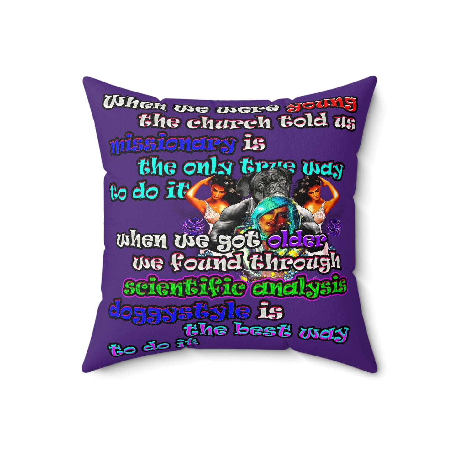 doggystyle - Faux Suede Square Pillow - (purple)