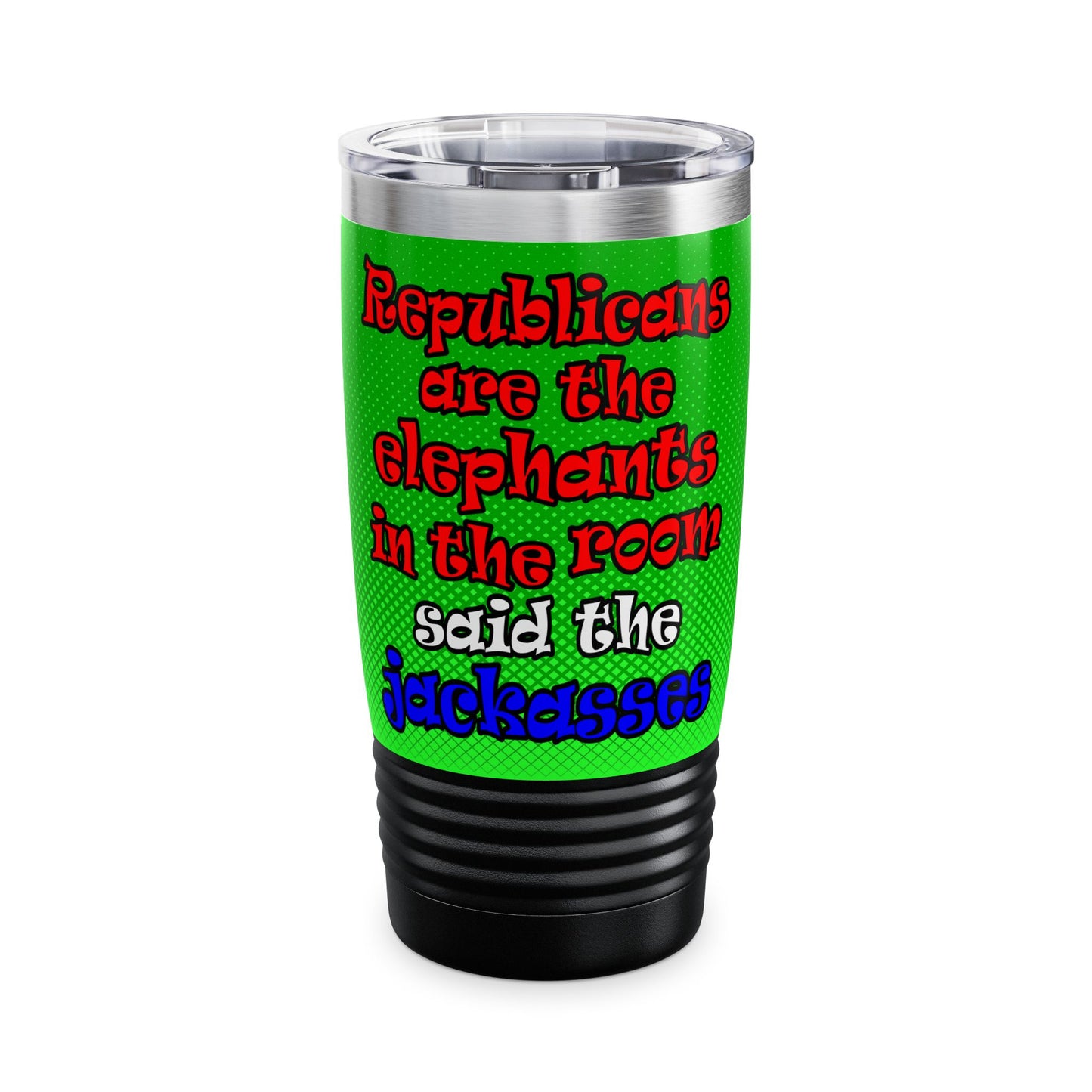 donkeys and elephants - Ringneck Tumbler, 20oz (logo green)