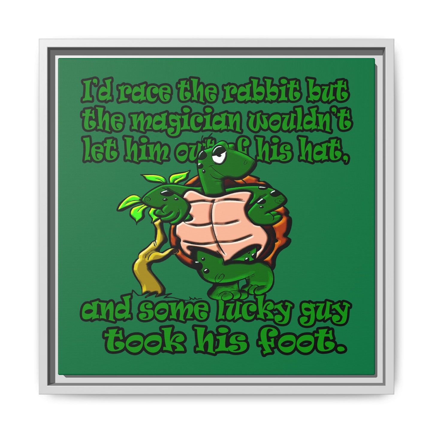 turtle race - framed canvas art (dark green)