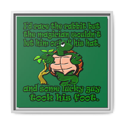 turtle race - framed canvas art (dark green)