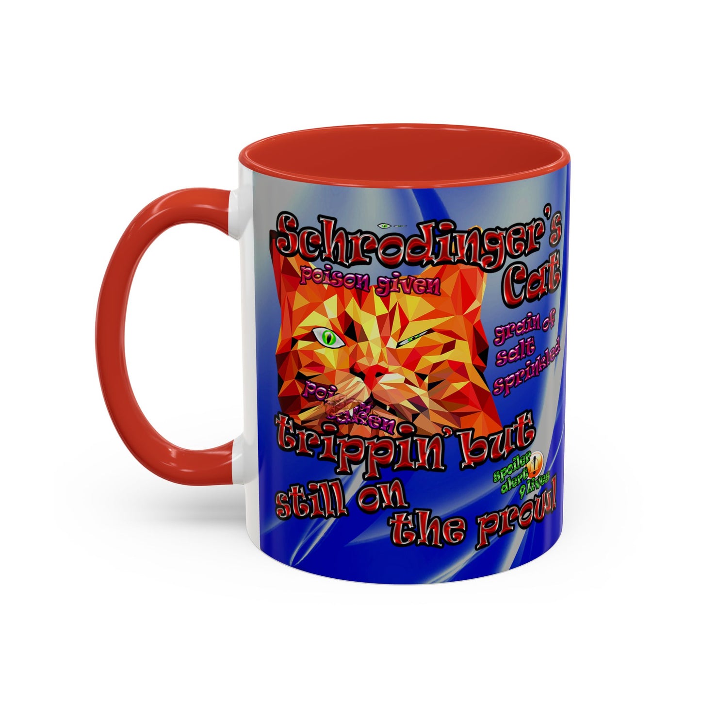 schrodinger's cat - Accent Mug (blue-white wave)
