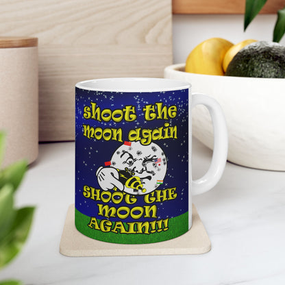shoot the moon again - White Mug ('snoops' background)