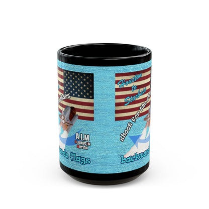 shoot for the stars - Black Mug (faded blue)