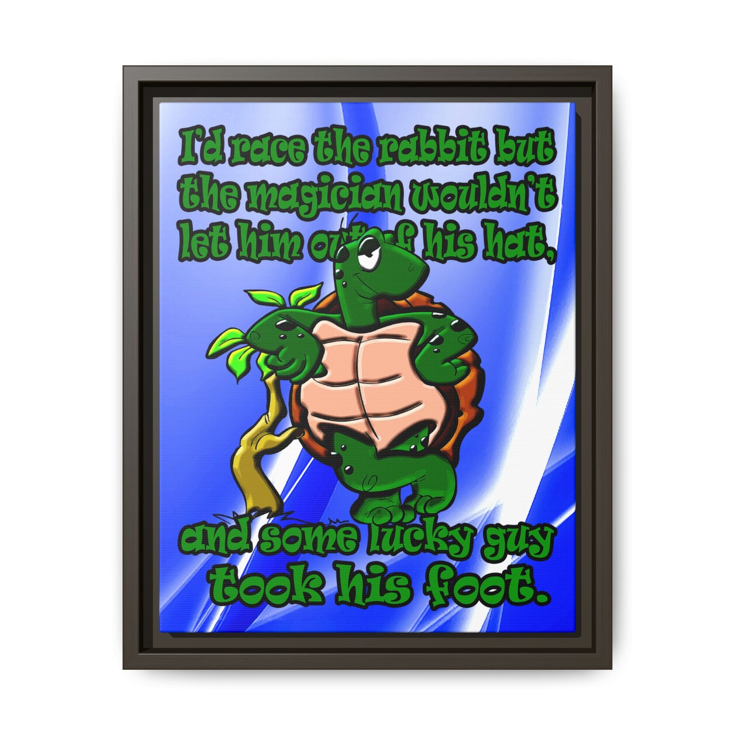 turtle race - framed canvas art (blue-white wave)