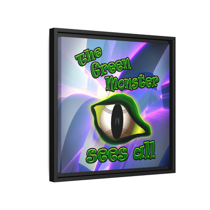 green monster - framed canvas art (grey-pink wave)