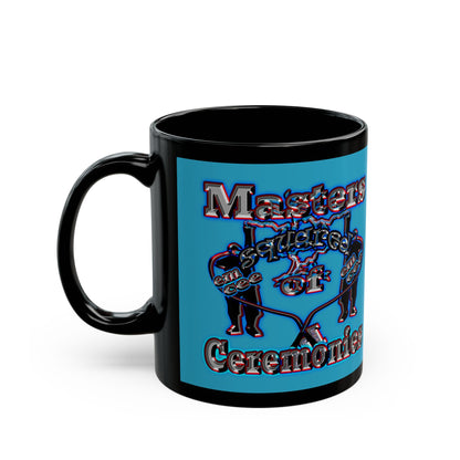em cee squared - Black Mug (turquoise)