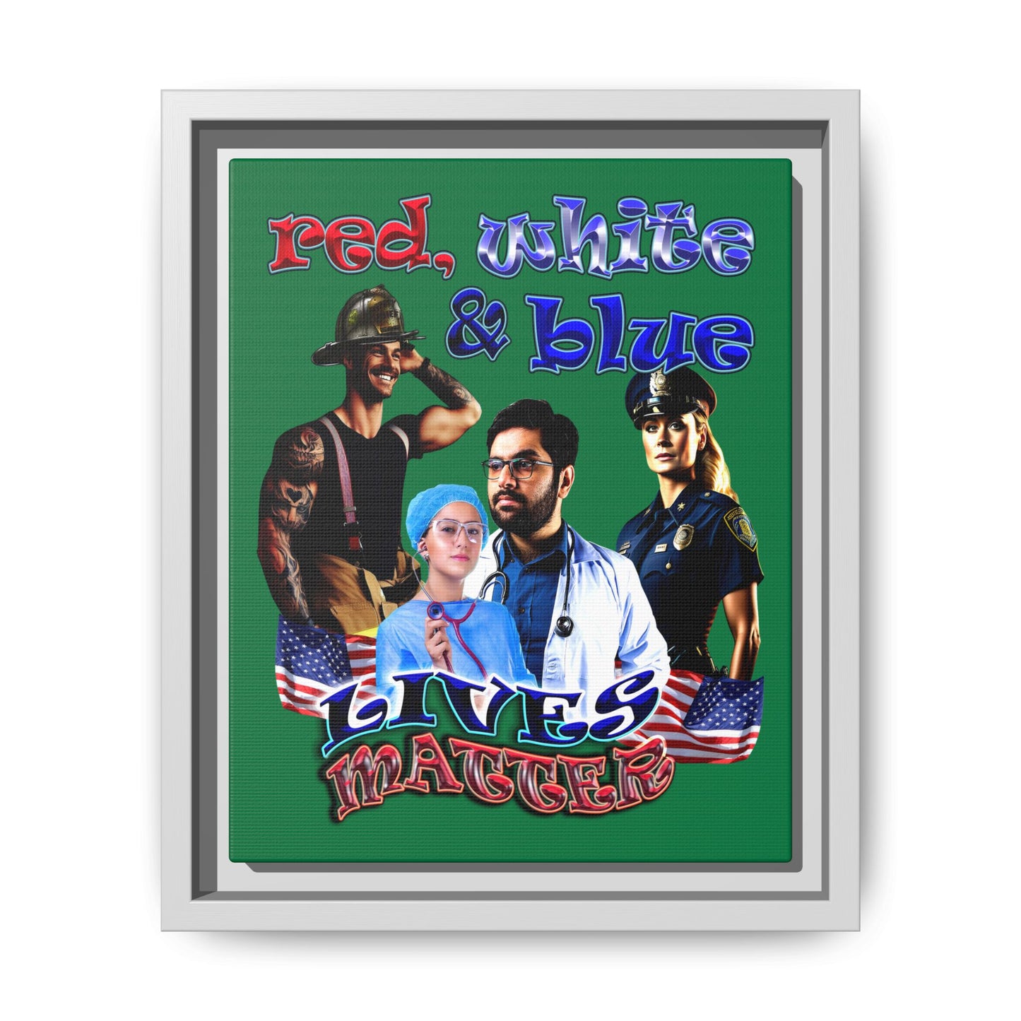 rw&b lives matter - framed canvas art (dark green)