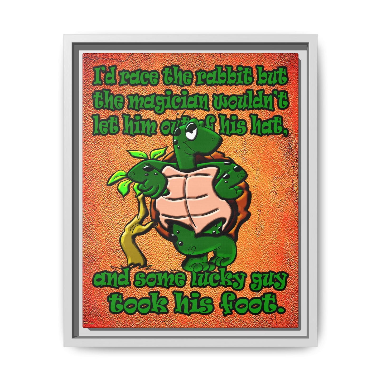 turtle race - framed canvas art (burnt orange)