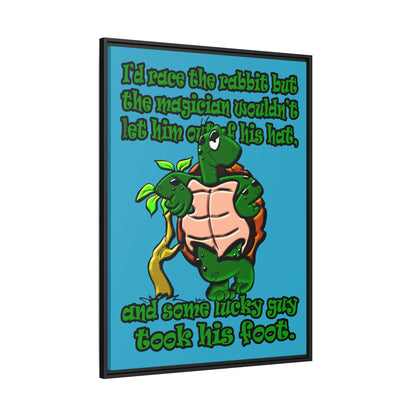 turtle race - framed canvas art (turquoise)