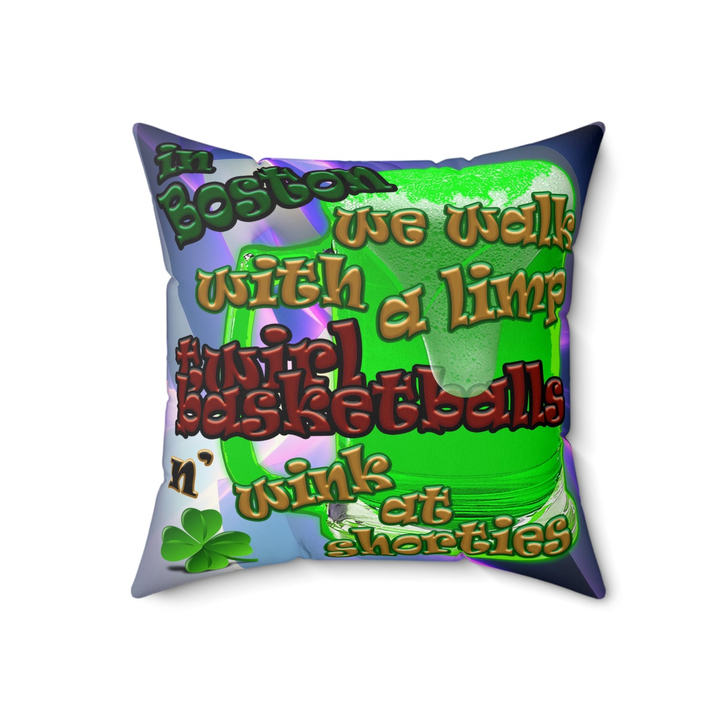 celtics logo - Faux Suede Square Pillow - (grey-pink wave)