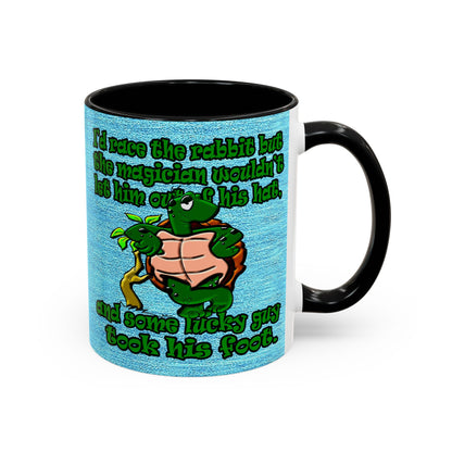 turtle race - Accent Mug (faded dark blue)