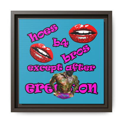 hoes b4 bros - framed canvas art (turquoise)
