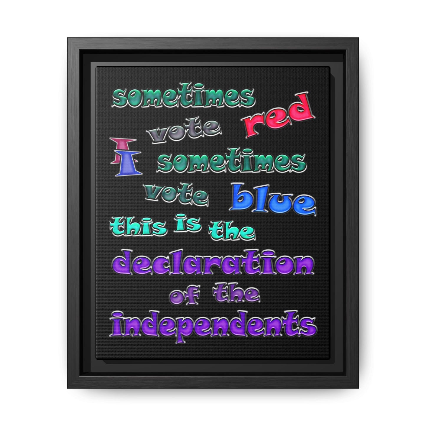 declaration of the independents - framed canvas art (black)